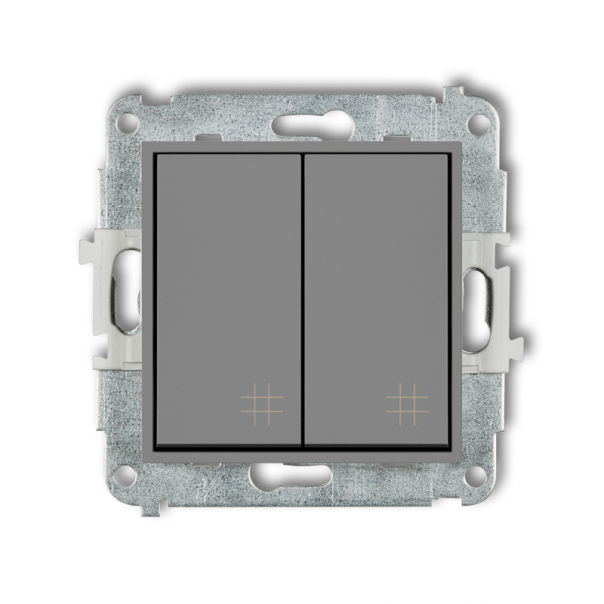 Mechanizm łącznika podwójnego krzyżowego podtynkowy IP 20, 10AX 250V~ MINI szary mat - 27MWP-66 - KARLIK