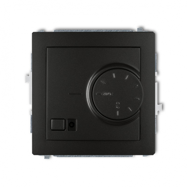 Mechanizm elektronicznego regulatora temperatury z czujnikiem powietrznym podtynkowy IP 20, 230V~ 50Hz; 3200W DECO czarny mat - 12DRT-2 - KARLIK