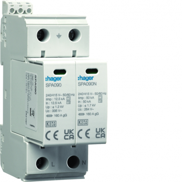 SPD Ogr. przepięć T1+T2 MOV 2P sieć TN-S/TT Iimp=25kA In=50kA Up?1,2kV styk - SPA911 - HAGER