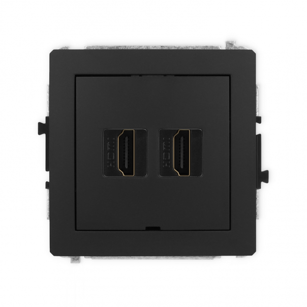 Mechanizm gniazda podwójnego HDMI 2.0, 4K, bez pola opisowego podtynkowy IP 20 DECO czarny mat - 12DHDMIBO-4 - KARLIK