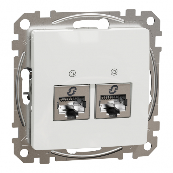 Gn. komputerowe 2xRJ45 kat.6A STP, białe - SDD111467S - SCHNEIDER ELECTRIC