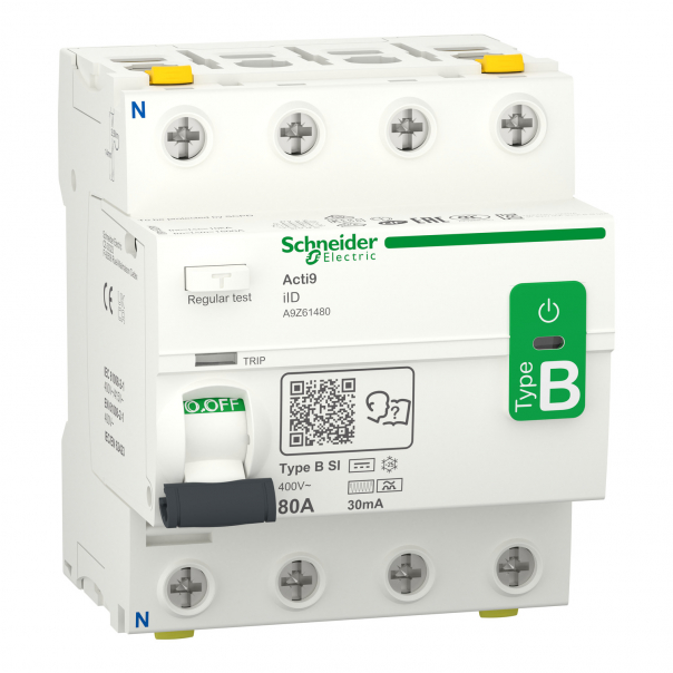 Wyłącznik różnicowoprądowy Acti9  iID-80-4-30-B-SI 80A 4-biegunowy 30mA typ B-SI - A9Z61480 - SCHNEIDER ELECTRIC