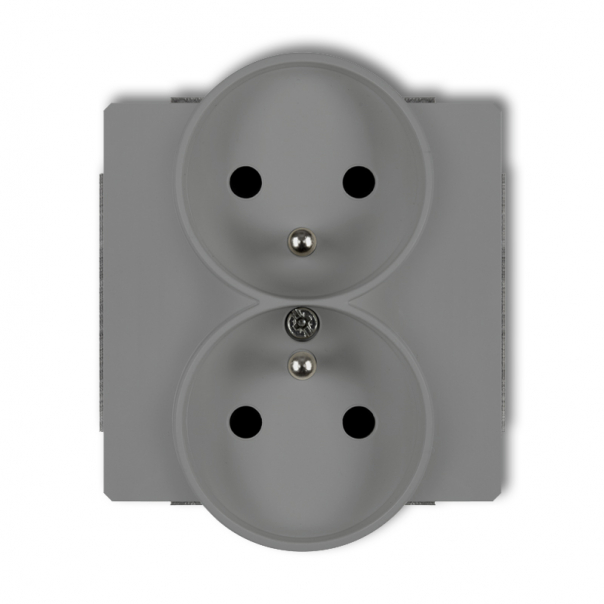 Mechanizm gniazda podwójnego do ramki z uziemieniem 2x(2P+Z) (przesłony torów prądowych) podtynkowy IP 20, 16A 250V~ DECO szary mat - 27DGPR-2zp - KARLIK