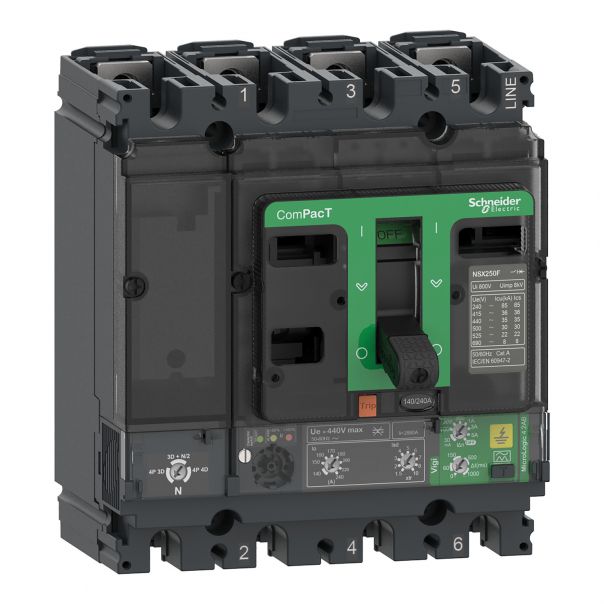 ComPacT NSX, wyłącznik NSX160F 36kA AC 4P4D 160A 4.2 AB - C16F44B160 - SCHNEIDER ELECTRIC
