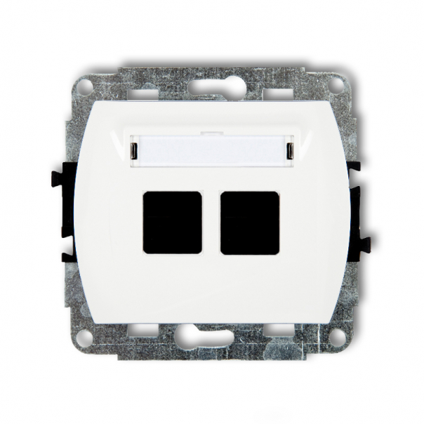 Mechanizm gniazda multimedialnego podwójnego bez modułu (standard Keystone) podtynkowy IP 20 TREND biały - GM-2P - KARLIK