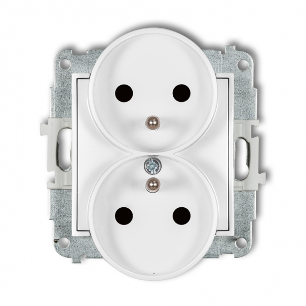 Mechanizm gniazda podwójnego do ramki z uziemieniem 2x(2P+Z) (przesłony torów prądowych) podtynkowy IP 20, 16A 250V~ ICON biały - IGPR-2zp - KARLIK