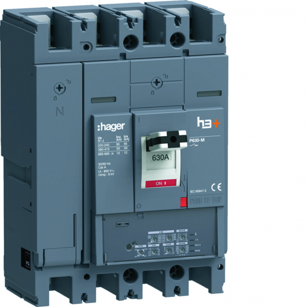MCCB Wyłącznik mocy h3+ P630 LSI 4x630A 50kA - HMW631JR - HAGER
