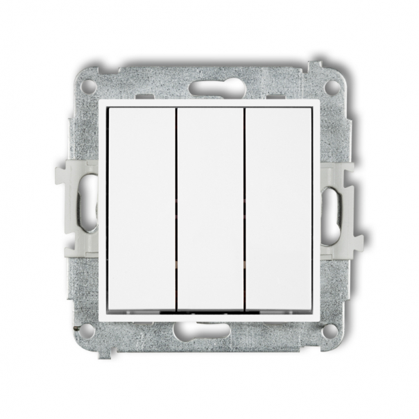 Mechanizm łącznika potrójnego podtynkowy IP 20, 10AX 250V~ ICON biały - IWP-7 - KARLIK