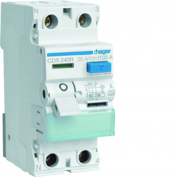 RCCB Wyłącznik różnicowoprądowy 1P+N 40A/30mA Typ A QuickConnect lewy N - CDS240R - HAGER