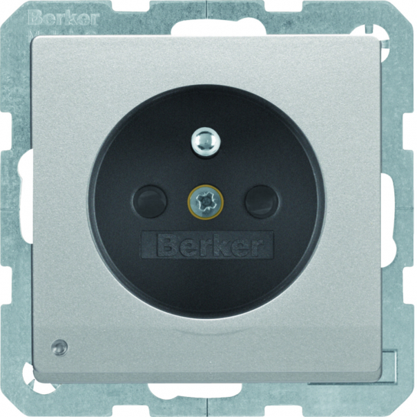 Q.x Gniazdo z uz. i podświetleniem orientacyjnym LED, alu aks, lak - 6765106084 - HAGER