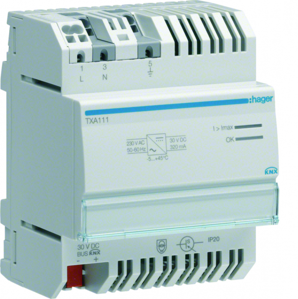 ZASILACZ KNX 1X30V DC 32A MA KNX RF - TXA111 - HAGER