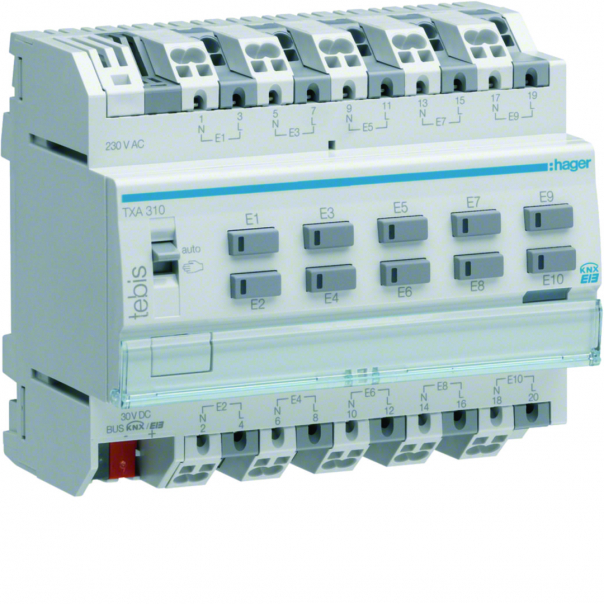 WEJŚCIE BINARNE 10-KROTNE 230V AC KNX EASY - TXA310 - HAGER