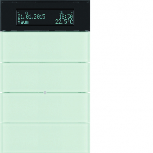 PRZYCISK POCZWÓRNY Z REGULATOREM TEMPERATURY I WYŚWIETLACZEM SZKŁO BIAŁE B.IQ  - 75664590 - HAGER