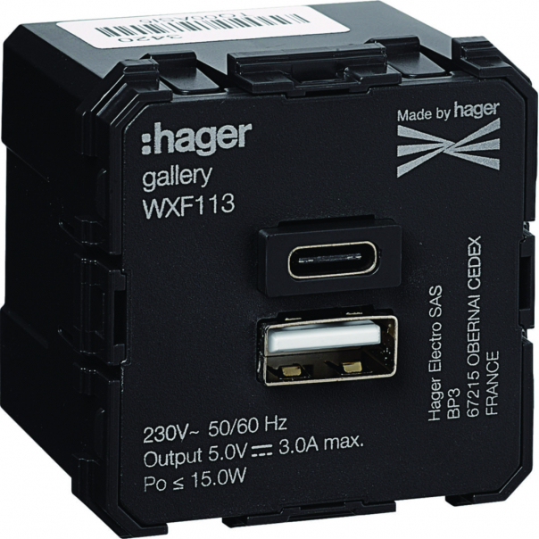 lumina/gallery Ładowarka USB A+C 3A mechanizm 2M - WXF113 - HAGER