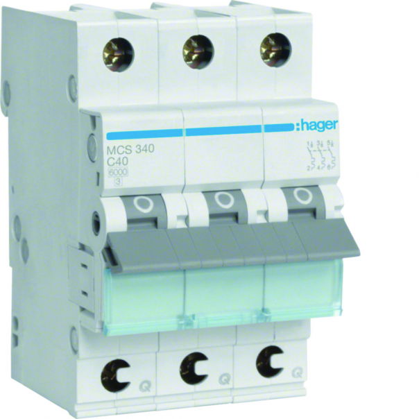 MCB Wyłącznik nadprądowy Icn=6000A 3P C 40A QuickConnect - MCS340 - HAGER