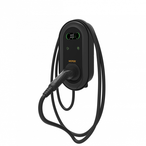 EV 11kW stacja ładowania, sieciowa, wyświetlacz LCD 3.8", LAN, WiFi, RFID, ?przewód ?6.5m, złącze Typu 2 , podłączenie Push-X - MEV11DREWN6T2 - MOREK