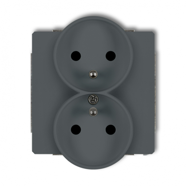 Mechanizm gniazda podwójnego do ramki z uziemieniem 2x(2P+Z) (przesłony torów prądowych) podtynkowy IP 20, 16A 250V~ DECO grafitowy mat - 28DGPR-2zp - KARLIK