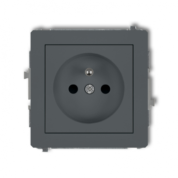 Mechanizm gniazda pojedynczego z uziemieniem 2P+Z (przesłony torów prądowych) podtynkowy IP 20, 16A 250V~ DECO grafitowy mat - 28DGP-1zp - KARLIK