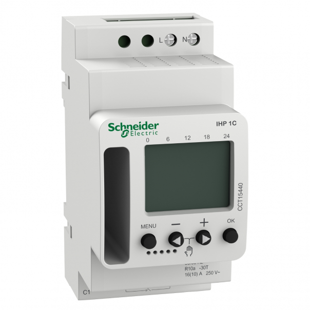Cyfrowy  łącznik czasowy iHP, 1-kanałowy ,z wyświetlaczem LCD, tygodniowy - CCT15440 - SCHNEIDER ELECTRIC