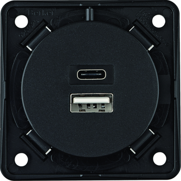 Integro Gniazdo USB ładowania podwójne A+C, 230V, 3.0 A; antracyt mat - 926202505 - HAGER