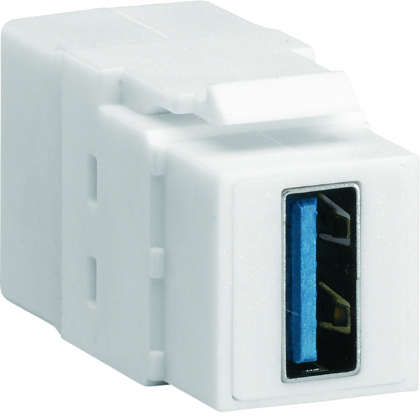 Moduł KEYSTONE gniazdo USB 3.0, przelotowe, wtyk prosty 180&deg;, biały - VZ30US - HAGER