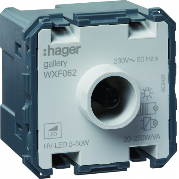 lumina/gallery Ściemniacz obrotowy obc. R/L/C 250 W, LED 50 W mechanizm 2M - WXF062 - HAGER