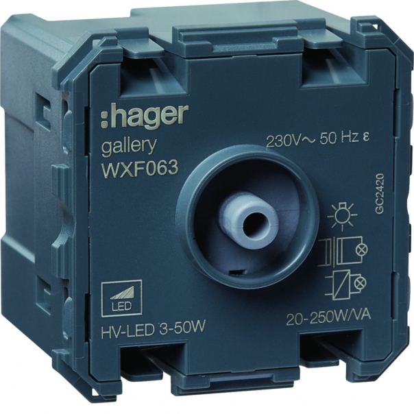 lumina/gallery Ściemniacz przyciskowy obc. R/L/C 250 W, LED 50 W mechanizm 2M - WXF063 - HAGER