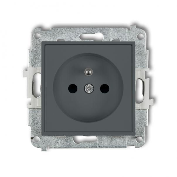 Mechanizm gniazda pojedynczego z uziemieniem 2P+Z (przesłony torów prądowych) podtynkowy IP 20, 16A 250V~ ICON grafitowy mat - 28IGP-1zp - KARLIK