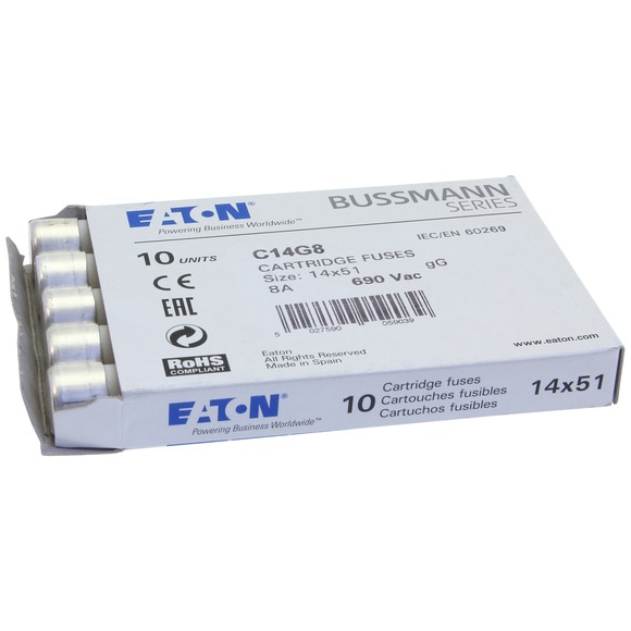 WKŁADKA CYLINDRYCZNA 14 X 51 MM 8A GG 500V AC C14G8 - C14G8 - EATON