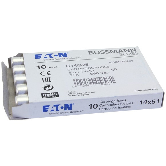 WKŁADKA BEZPIECZNIKOWA 14X51MM 25A 690VAC GL/GG ZWŁOCZNA IEC BUSSMANN - C14G25 - EATON
