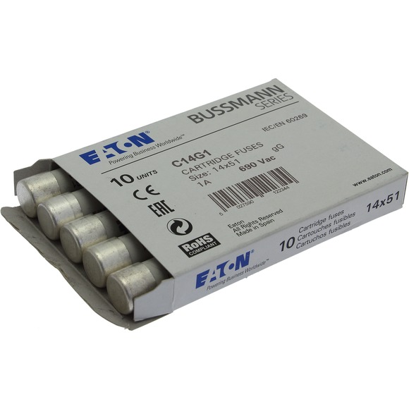 WKŁADKA CYLINDRYCZNA 14 X 51 MM 1A GG 500V AC C14G1 - C14G1 - EATON