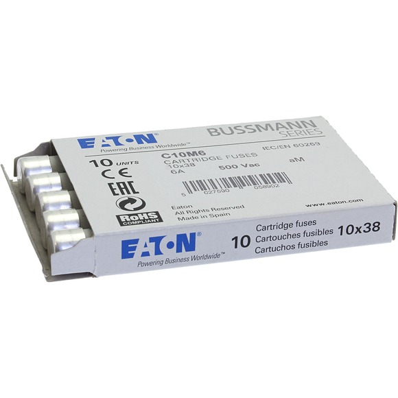 WKŁADKA CYLINDRYCZNA 10 X 38 MM 6A AM 500V AC C10M6 - C10M6 - EATON