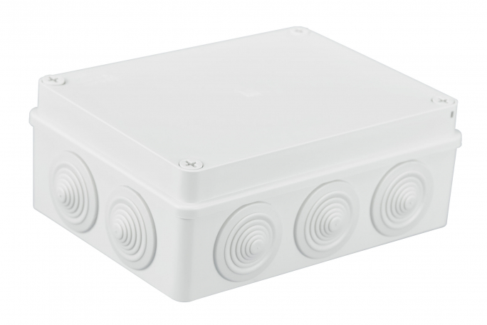 PUSZKA INSTALACYJNA NATYNKOWA 190 X 140 X 70, 10 DŁAWIKÓW, IP 55 BIAŁA - S-BOX 406B - PAWBOL