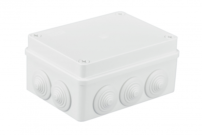 PUSZKA INSTALACYJNA NATYNKOWA 150 X 110 X 70, 10 DŁAWIKÓW, IP 55 BIAŁA - S-BOX 306B - PAWBOL