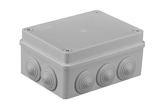 PUSZKA INSTALACYJNA NATYNKOWA 150 X 110 X 70, 10 DŁAWIKÓW, IP 55 SZARA - S-BOX 306 - PAWBOL