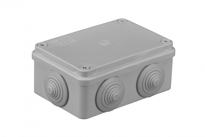 PUSZKA INSTALACYJNA NATYNKOWA 120 X 80 X 50, 6 DŁAWIKÓW, IP 55 SZARA - S-BOX 206 - PAWBOL