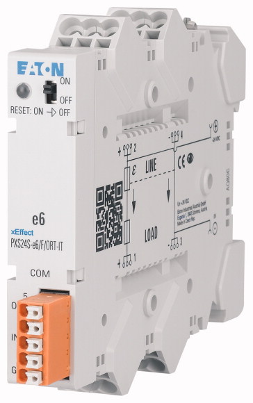 WYŁĄCZNIK ELEKTRONICZNY SELEKTYWNY Z MODUŁEM KOMUNIKACJI, Z ZACISKAMI WTYKOWYMI, IN=6A, UN=24 VDC, SERIA PXS24 PXS24S-E6/F/ORT-IT - PXS24S06A001 - EATON