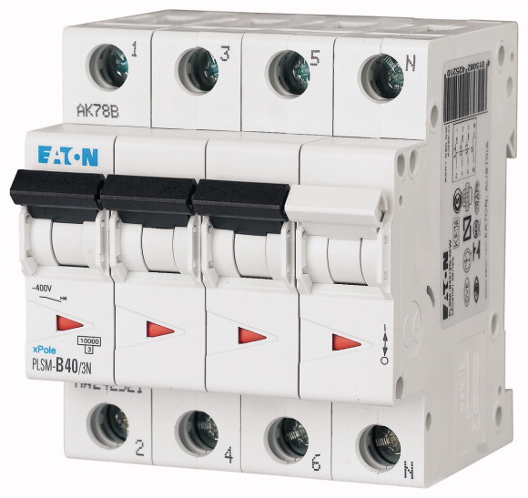 WYŁĄCZNIK NADPRĄDOWY 10KA, IN=40A, CHAR. C, 3+N BIEG. SERIA PLSM PLSM-C40/3N-MW - 242547 - EATON