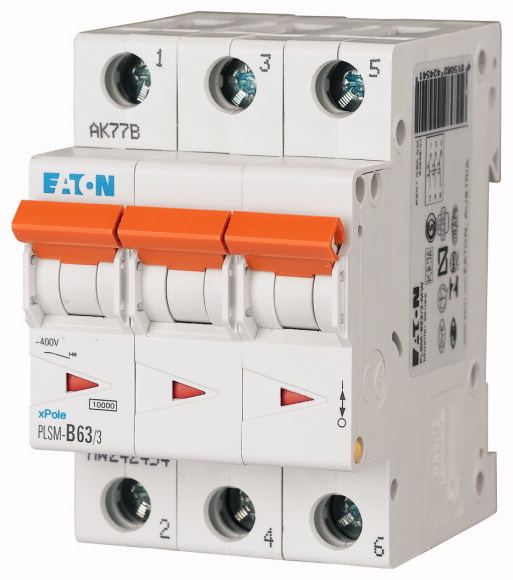 WYŁĄCZNIK NADPRĄDOWY 10KA, IN=63A, CHAR. B, 3-BIEG. SERIA PLSM PLSM-B63/3-MW - 242454 - EATON