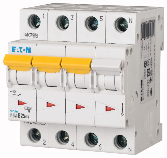 WYŁĄCZNIK NADPRĄDOWY 10KA, IN=25A, CHAR. C, 3+N BIEG. SERIA PLSM PLSM-C25/3N-MW - 242545 - EATON