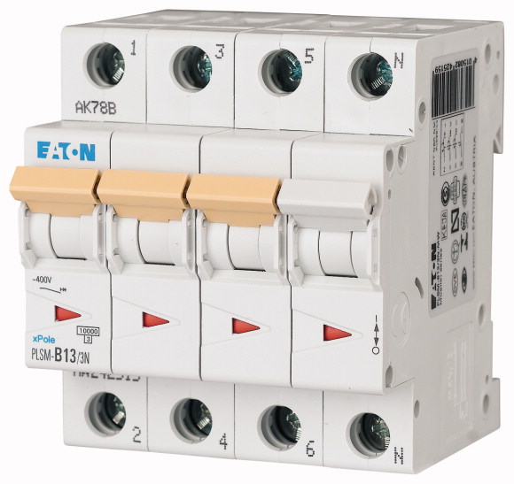 WYŁĄCZNIK NADPRĄDOWY 10KA, IN=13A, CHAR. C, 3+N BIEG. SERIA PLSM PLSM-C13/3N-MW - 242541 - EATON