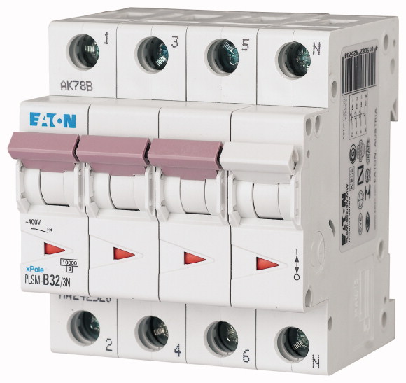 WYŁĄCZNIK NADPRĄDOWY 10KA, IN=32A, CHAR. B, 3+N BIEG. SERIA PLSM PLSM-B32/3N-MW - 242520 - EATON