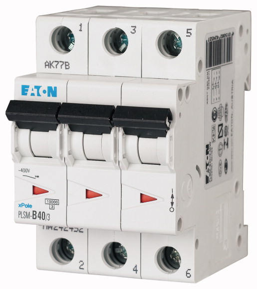 WYŁĄCZNIK NADPRĄDOWY 10KA, IN=40A, CHAR. D, 3-BIEG. SERIA PLSM PLSM-D40/3-MW - 242501 - EATON
