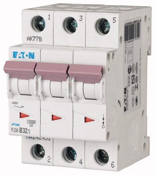 WYŁĄCZNIK NADPRĄDOWY 10KA, IN=32A, CHAR. D, 3-BIEG. SERIA PLSM PLSM-D32/3-MW - 242500 - EATON