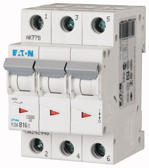 WYŁĄCZNIK NADPRĄDOWY 10KA, IN=16A, CHAR. D, 3-BIEG. SERIA PLSM PLSM-D16/3-MW - 242497 - EATON