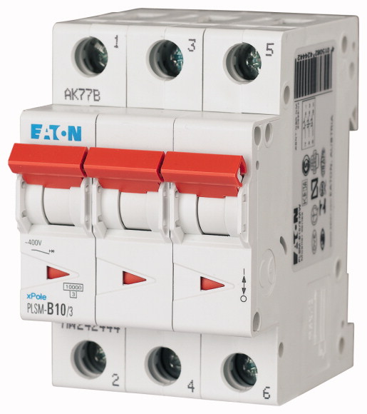 WYŁĄCZNIK NADPRĄDOWY 10KA, IN=10A, CHAR. D, 3-BIEG. SERIA PLSM PLSM-D10/3-MW - 242493 - EATON
