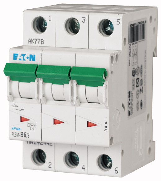 WYŁĄCZNIK NADPRĄDOWY 10KA, IN=6A, CHAR. D, 3-BIEG. SERIA PLSM PLSM-D6/3-MW - 242491 - EATON