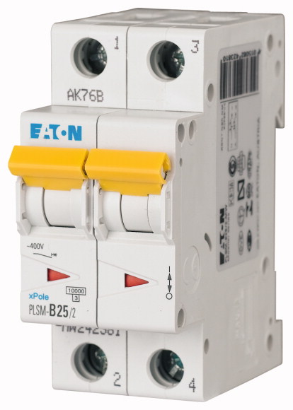 WYŁĄCZNIK NADPRĄDOWY 10KA, IN=25A, CHAR. B, 2-BIEG. SERIA PLSM PLSM-B25/2-MW - 242381 - EATON
