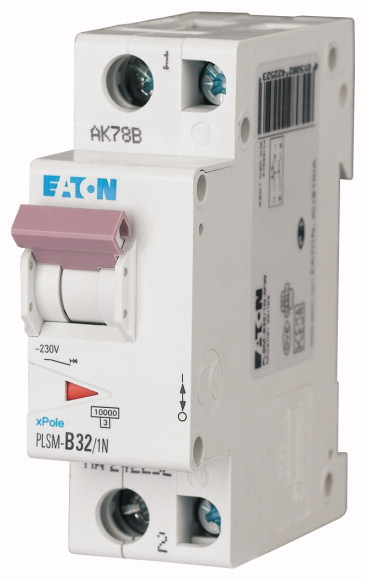 WYŁĄCZNIK NADPRĄDOWY 10KA, IN=32A, CHAR. C, 1+N BIEG. SERIA PLSM PLSM-C32/1N-MW - 242275 - EATON
