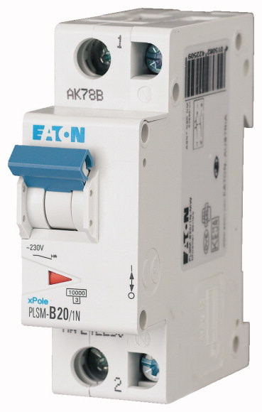 WYŁĄCZNIK NADPRĄDOWY 10KA, IN=20A, CHAR. B, 1+N BIEG. SERIA PLSM PLSM-B20/1N-MW - 242250 - EATON